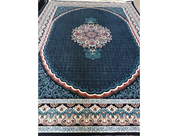 فرش700 شانه طرح ماهی زمینه سرمه ای